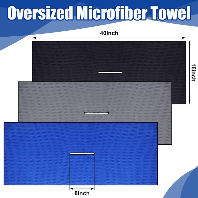 Moukeren 3 Pcs Center Cut Golf Towel 16" x 40" Microfiber Waffle Texture with Center Slit Hole Drapes Over Clubs Large Size Caddy Towel for Golfer Players Men Women Sports Gifts
