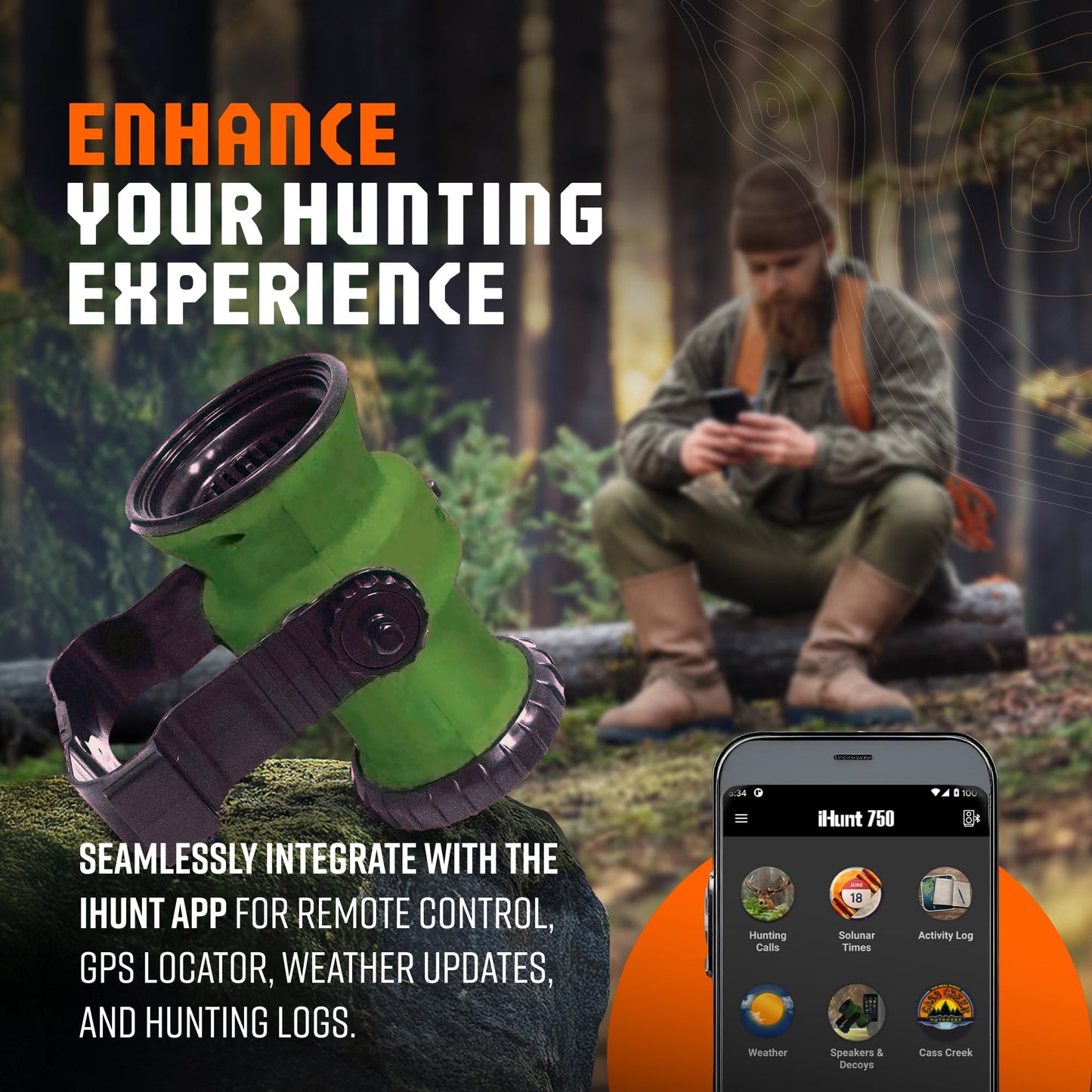 iHunt Ultimate Electronic Game Call and Bluetooth Speaker Combo, EDIHGC, Free App with 750 Animal Calls, 59 Species, Rugged and Portable.