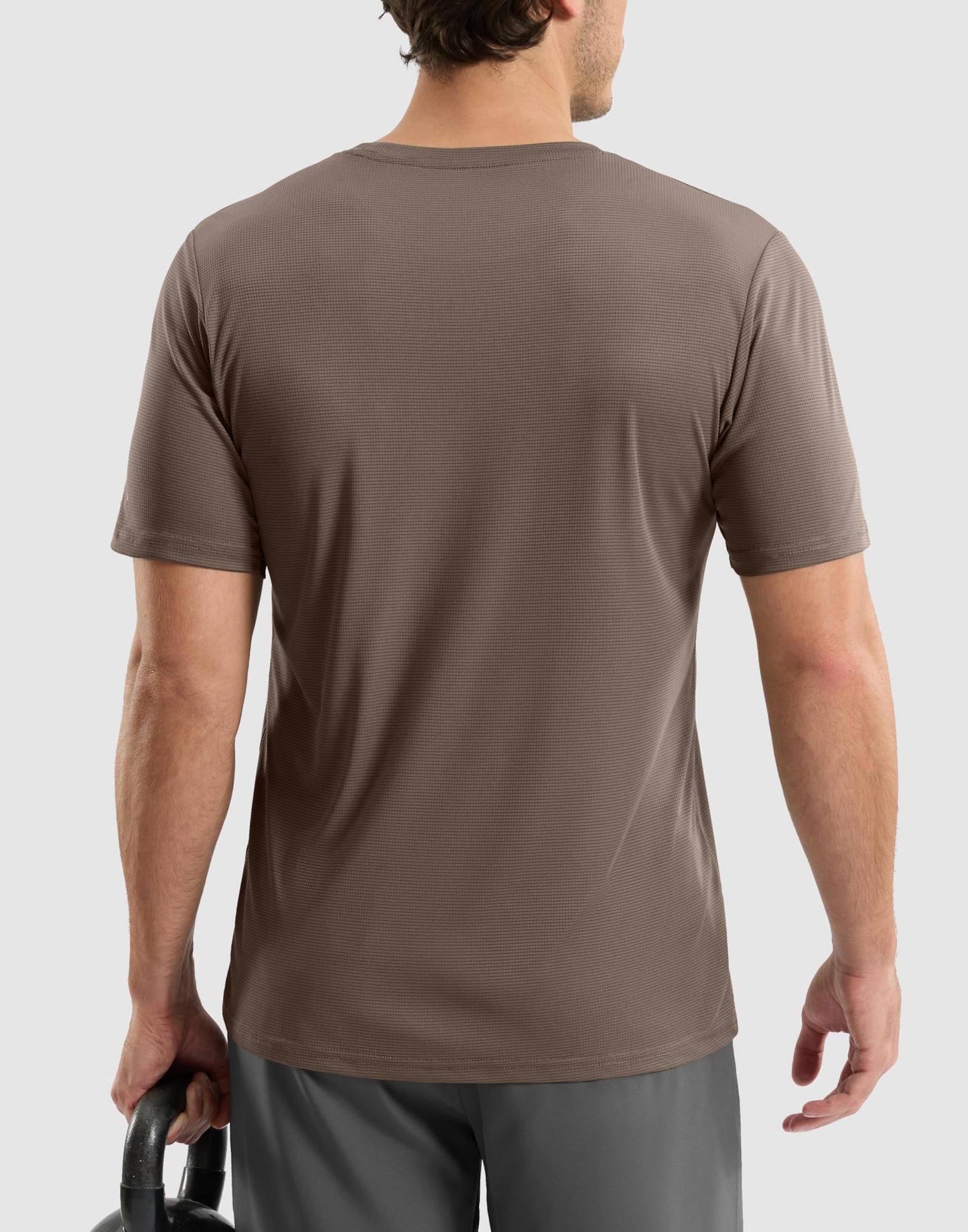 Men's Workout Breathable T-Shirts Dry Fit UPF 50+ Sun Shirts Quick Dry Cooling Tee for Athletic, Running, Hiking (Brown, XL)