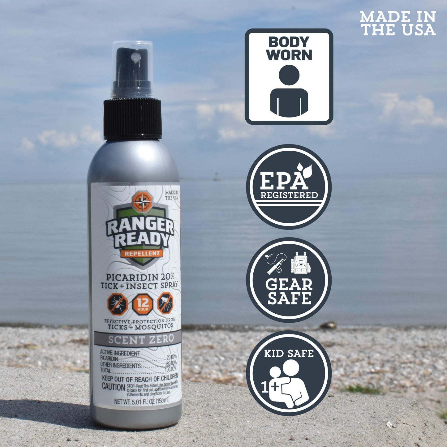 Ranger Ready Picaridin Insect Repellent in Night Sky Scent - Mosquito Repellent and Tick Spray - DEET Free Bug Spray Travel Size, 3.4 Oz.