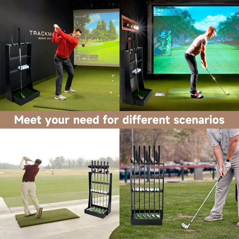 Alytree Golf Putter Stand, Golf Club Holder for 36 Balls Tray Storage & 6 Clubs & 3 Head Covers, Display Rack Organizer for Home Indoor Outdoor Office