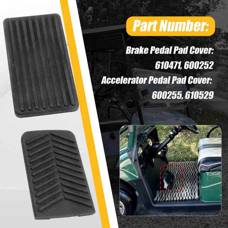 COOL STAR Golf Cart Accelerator and Brake Pedal Pad Cover Compatible with EZGO RXV 2008-Up Gas and Electric Vehicles Replaces 610471 600252 600255 610529