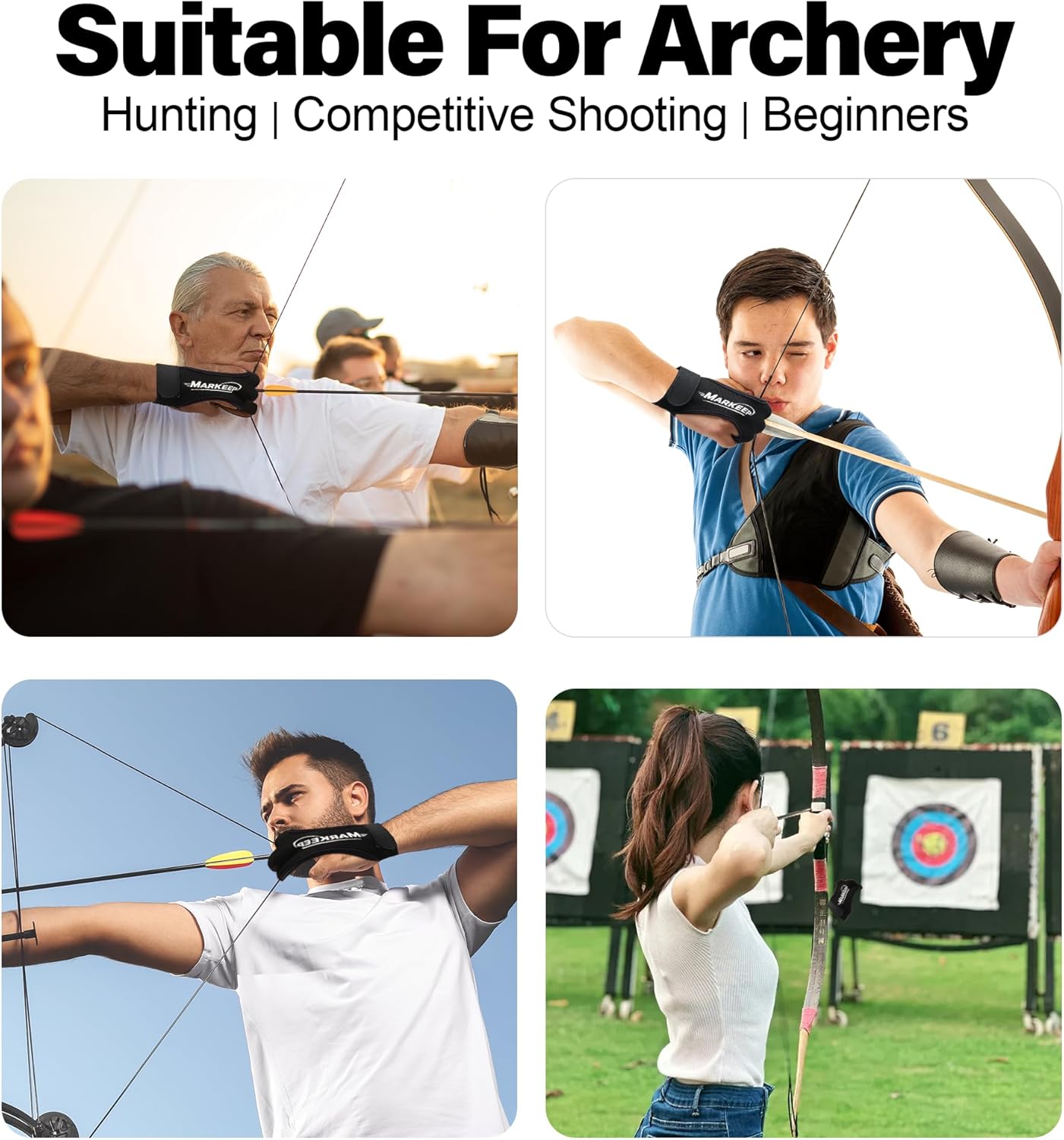Archery Gloves - 3-Finger Leather Shooting Guard for Youth & Adults | 2 Pack Protective Gear