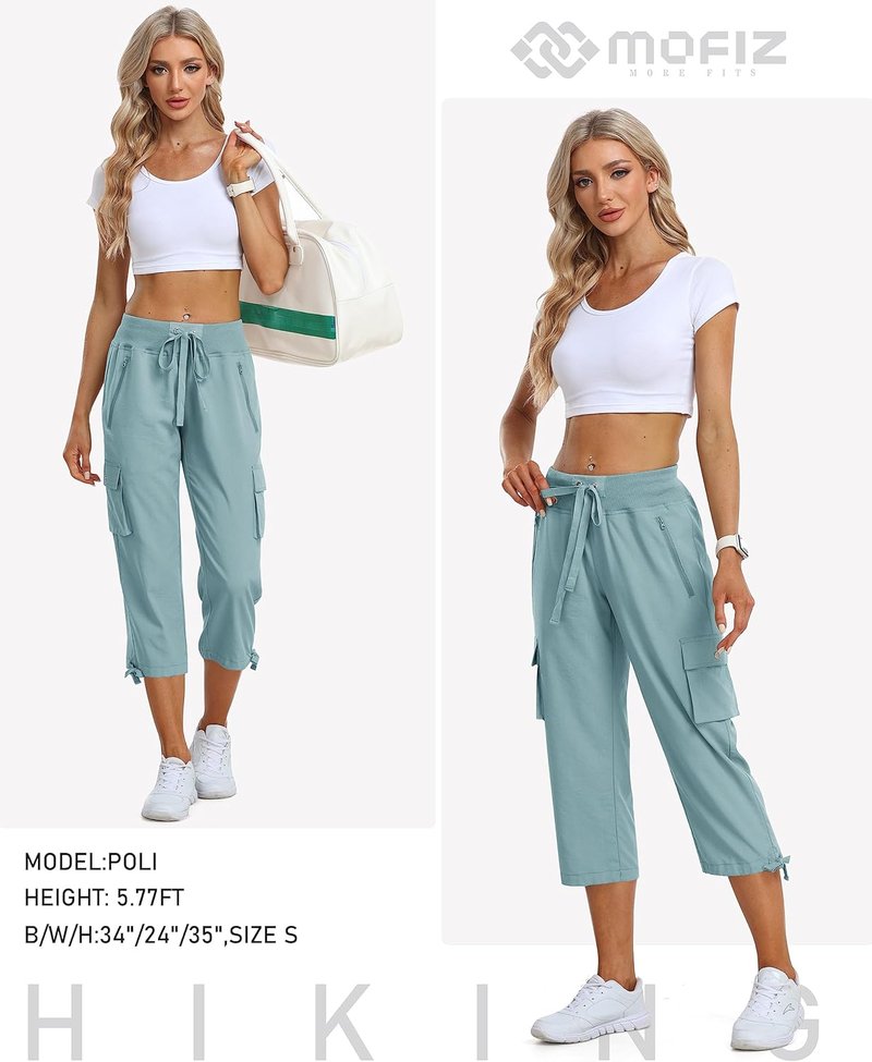 Women's Cargo Capris - Lightweight Quick-Dry Hiking Pants for Summer | Loose Fit Casual Travel Style