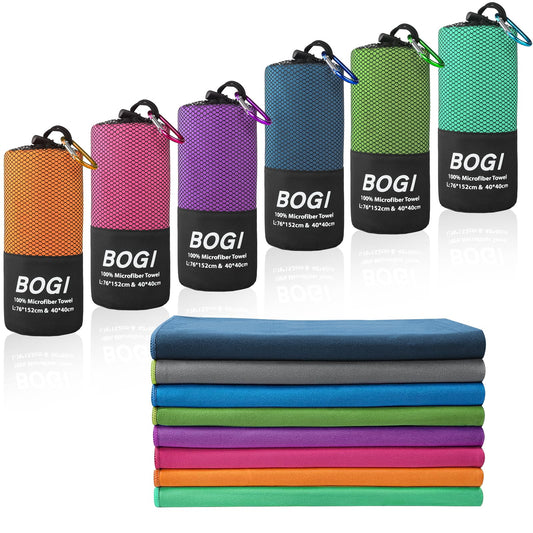 BOGI Microfiber Travel Sports Towel-Quick Dry Towel, Soft Lightweight Microfiber Camping Towel Absorbent Compact Travel Towel for Camping Gym Yoga Swimming Backpacking (L:60''x30''+16''x16''-Hpink)