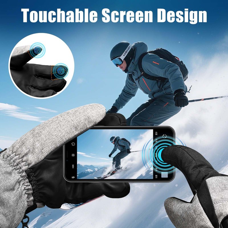 Darivefish Heated Gloves, 5V 4000mAh Rechargeable Heated Gloves for Men, 3 Heating Levels, Touchscreen, Non-Slip for Skiing, Hunting, Outdoor Work