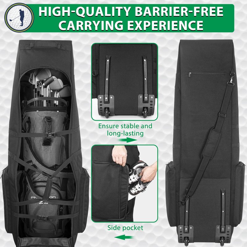 Golf Airplane Travel Case Waterproof Universal Foldable Golf Club Cover Bag with Wheels for Airlines Travel