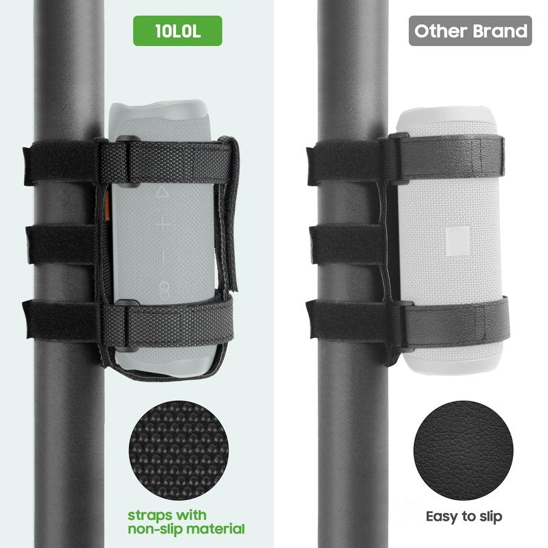 10L0L Golf Cart Speaker Mount, Adjustable Strap Bluetooth Wireless Speaker Holder for Yamaha, EZGO, Club Car Carts and Bike ATV, Anti-Slip Secure Rail Mount
