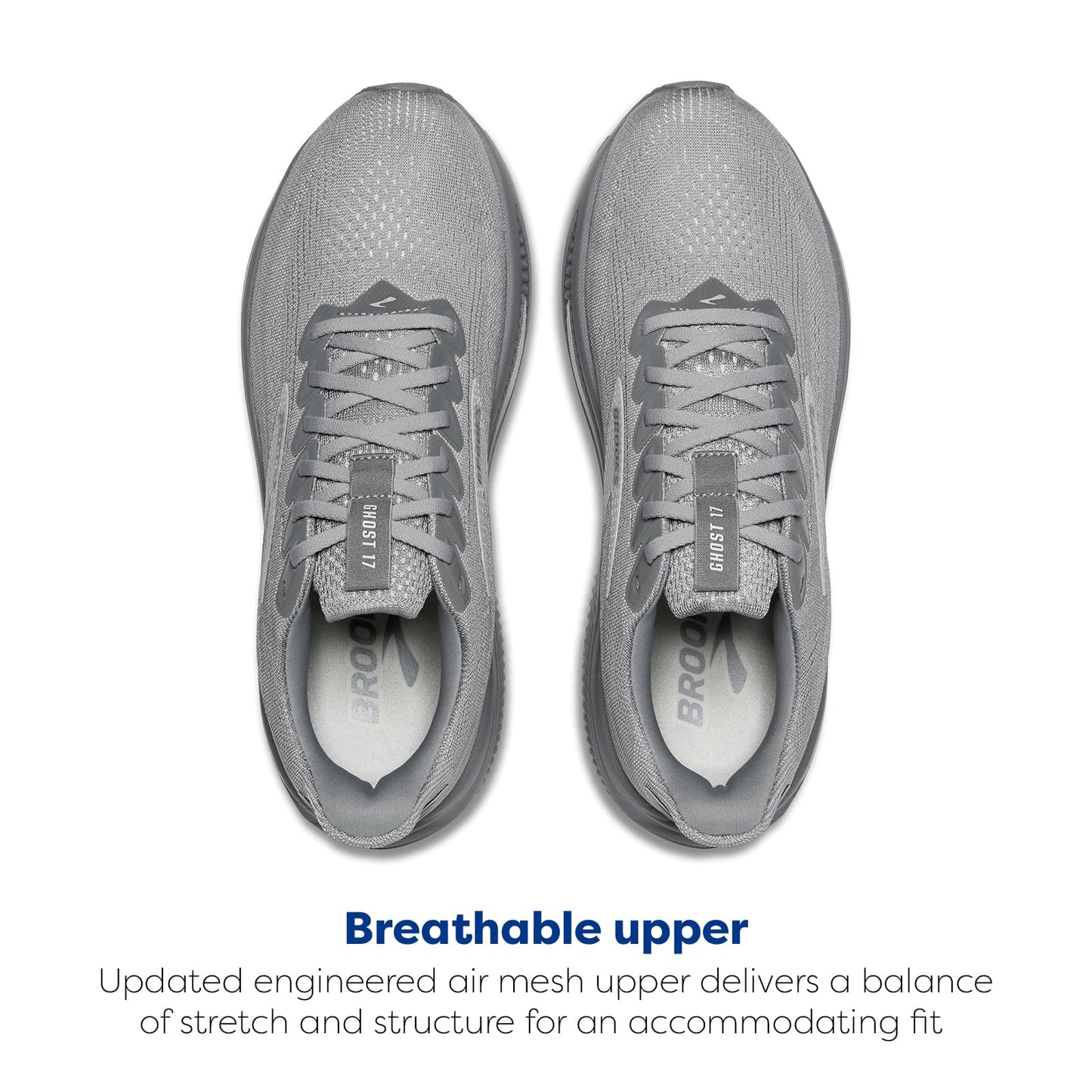 Brooks Men’s Ghost 17 Neutral Running Shoe - Primer Gray/Oyster Mushroom - 8.5 Medium