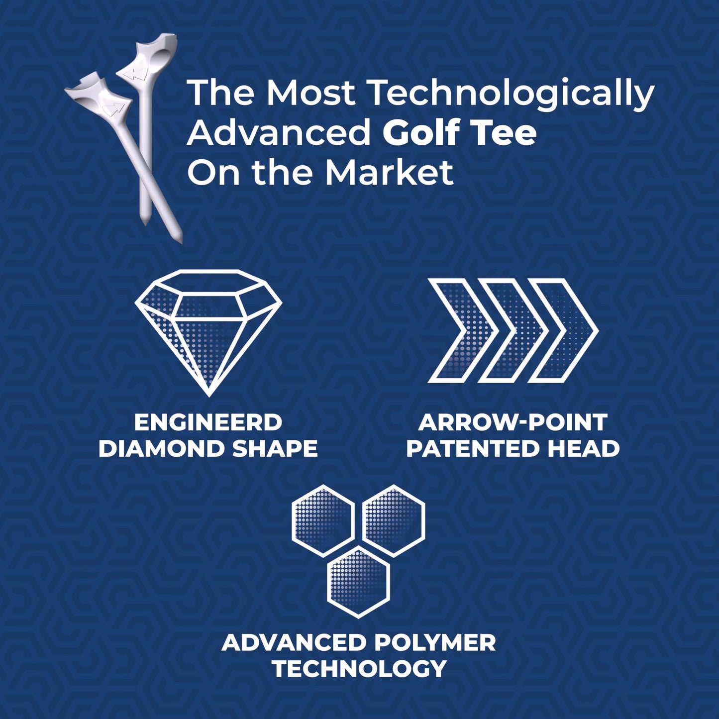 FLIGHTPATH Diamond Golf Tees – Patented Design to Reduce Spin for Long, Straight Drives – Low-Friction 3.25” Long Tees, Robotically Tested for Ball Spin – USGA Approved Performance – 8 Pack