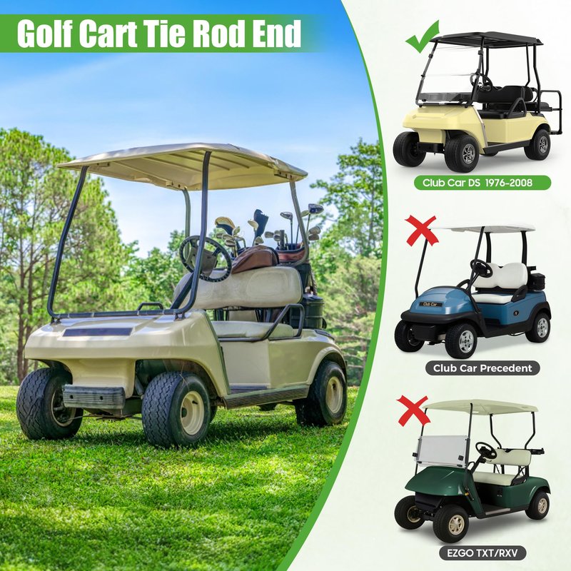 10L0L Golf Cart Steering Gear Tie Rod End Set for Club Car DS, Replacement Parts