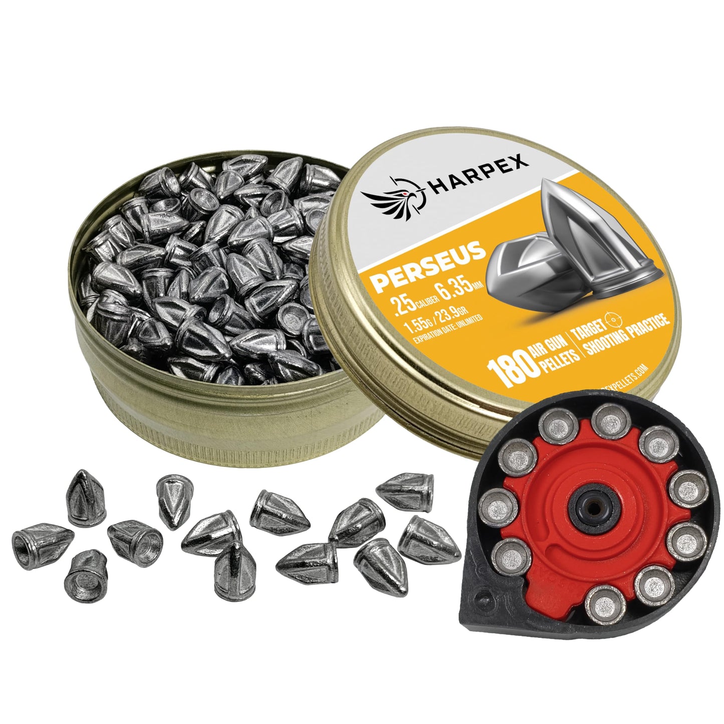 Harpex Perseus .25 Cal Airgun Pellets – 23.9 Grain Pointed Design – High Accuracy & Penetration – Precision Lead Pellets for Target Shooting, Small Game & Consistent Performance – 180 Count