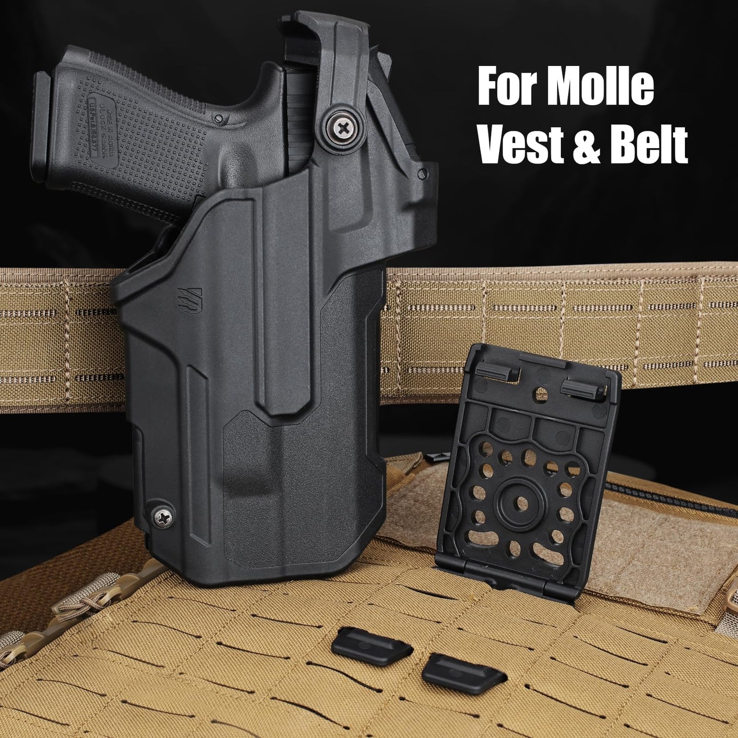 3 Inch Molle Adapter - Molle Attachment Clip for Vests, Belt, Backpacks, Gun Holsters, Mag Pouches,Taser and More - Heavy Duty Tactical Molle Accessories,1 Pack