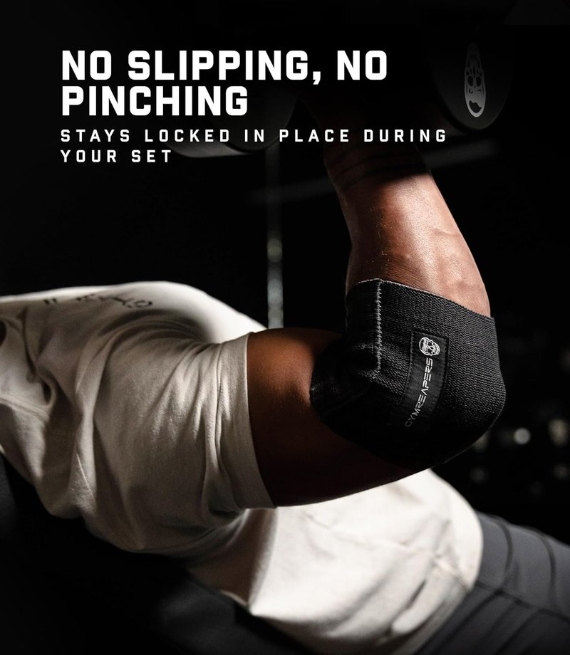Gymreapers Elbow Compression Cuff for Weightlifting, Powerlifting – Support & Relief for Tendonitis, Stability, Tennis Elbow, Strength Training & Injury Recovery (Black, 13")