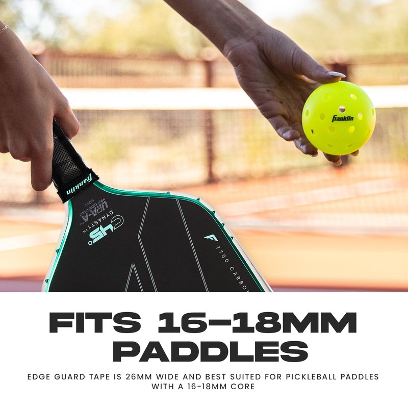 Franklin Sports Pickleball Paddle Edge Guard Tape - Edge Protection Tape for Paddle Heads - 26mm Wide for 14-16mm Core Rackets - Black/White