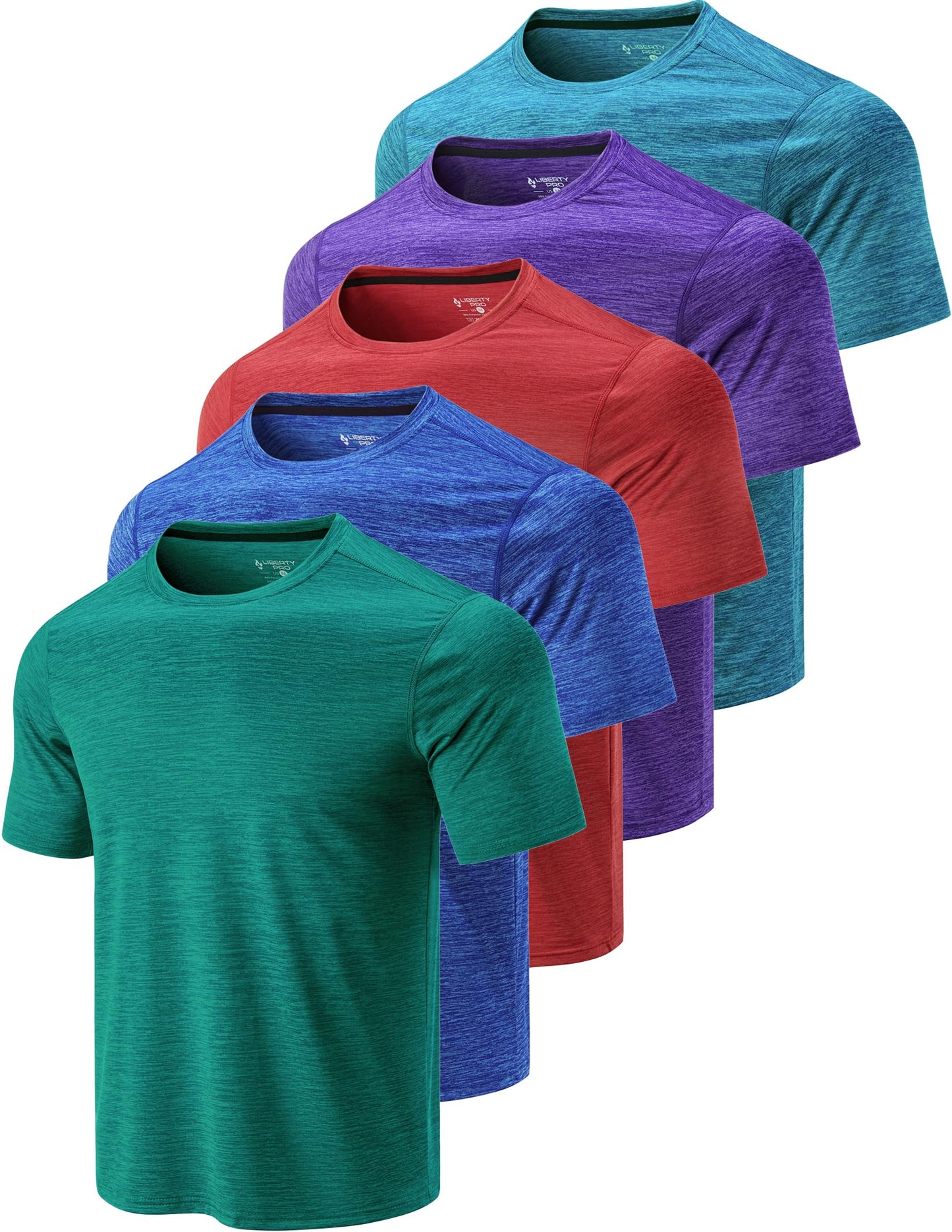 5 Pack Men’s Active Quick Dry Crew Neck T Shirts | Athletic Running Gym Workout Short Sleeve Tee Tops Bulk (Set 9, 3X-Large)