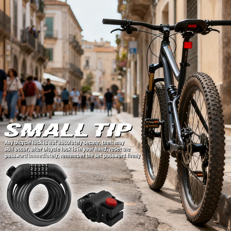 3.93 Ft Bike Locks Cable Anti-Theft,Resettable 5 Digit Bike Lock Combination Kit with Mounting Bracket,Anti-Cut Bikes Chain Lock Bikes Accessories for Bicycle,Scooter,E-Bike