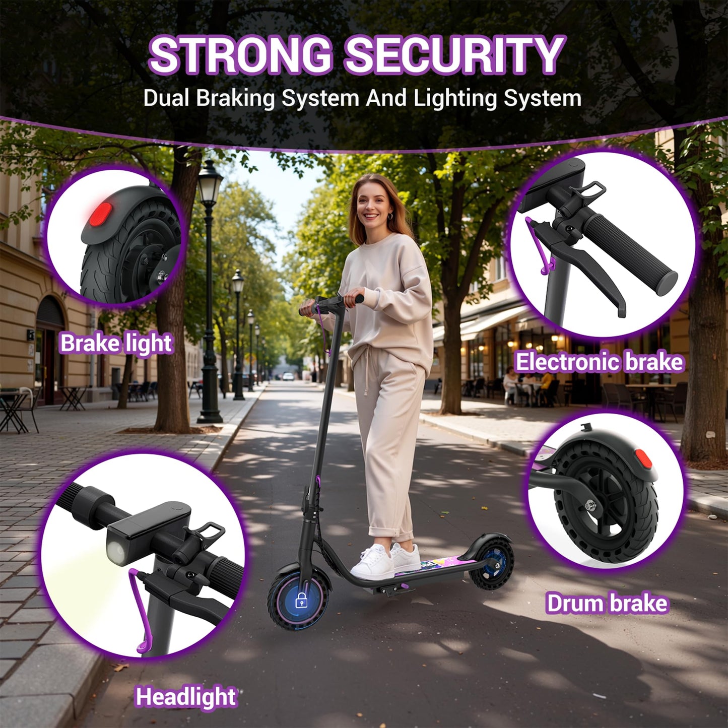 Aovowheel Electric Scooter for Adults, Folding E Scooter with 350W/500W Motor 19 Mph Top Speed, Max 19-23 Miles Long Range, 8.5''Tires Commuting Scooters with Dual Brakes System, APP