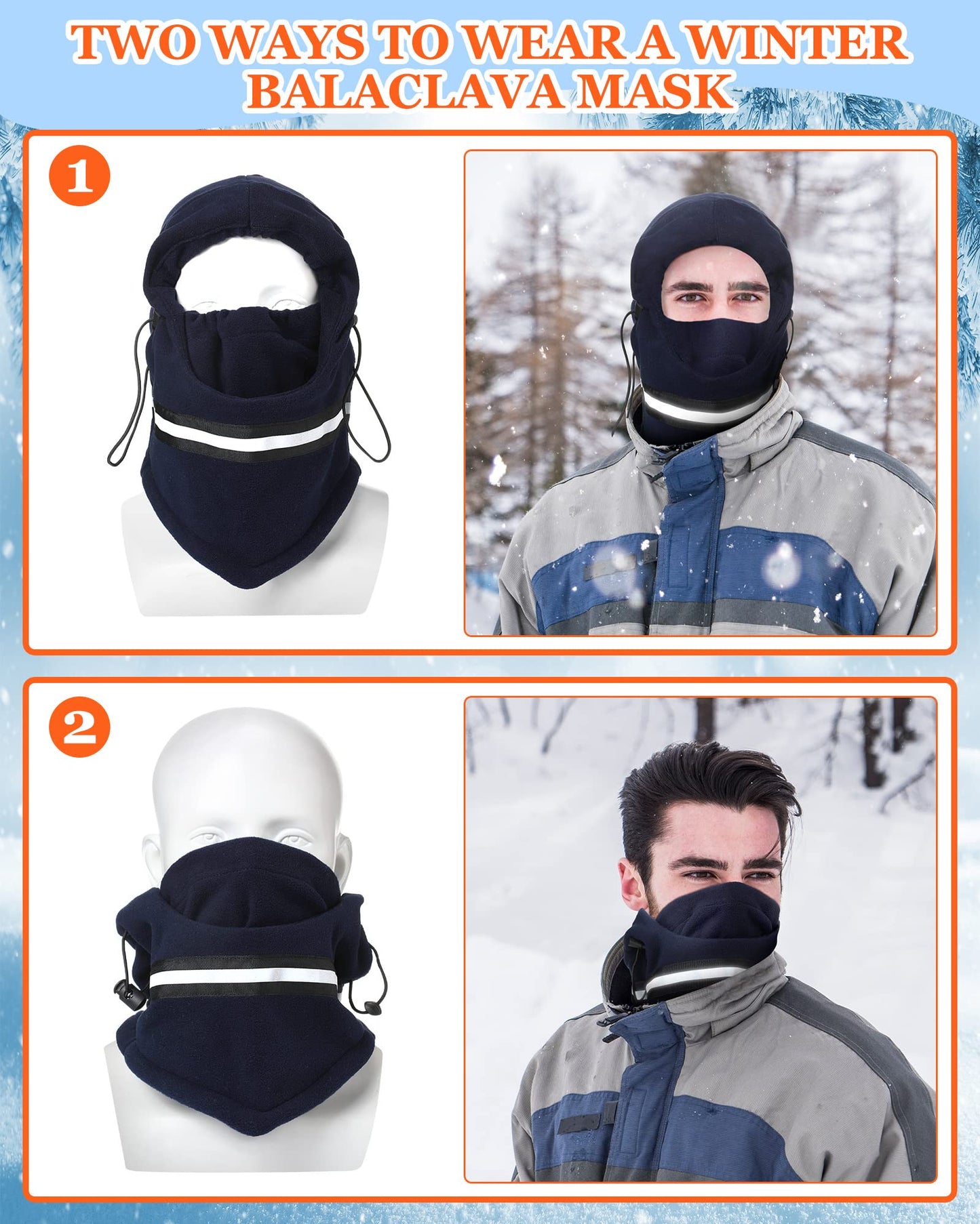 4 Pieces High Visibility Reflective Balaclava Mask Fleece Balaclava Mask Winter Thermal Fleece Balaclava Adjustable Full Face Mask Neck Cover Warm Ski Mask