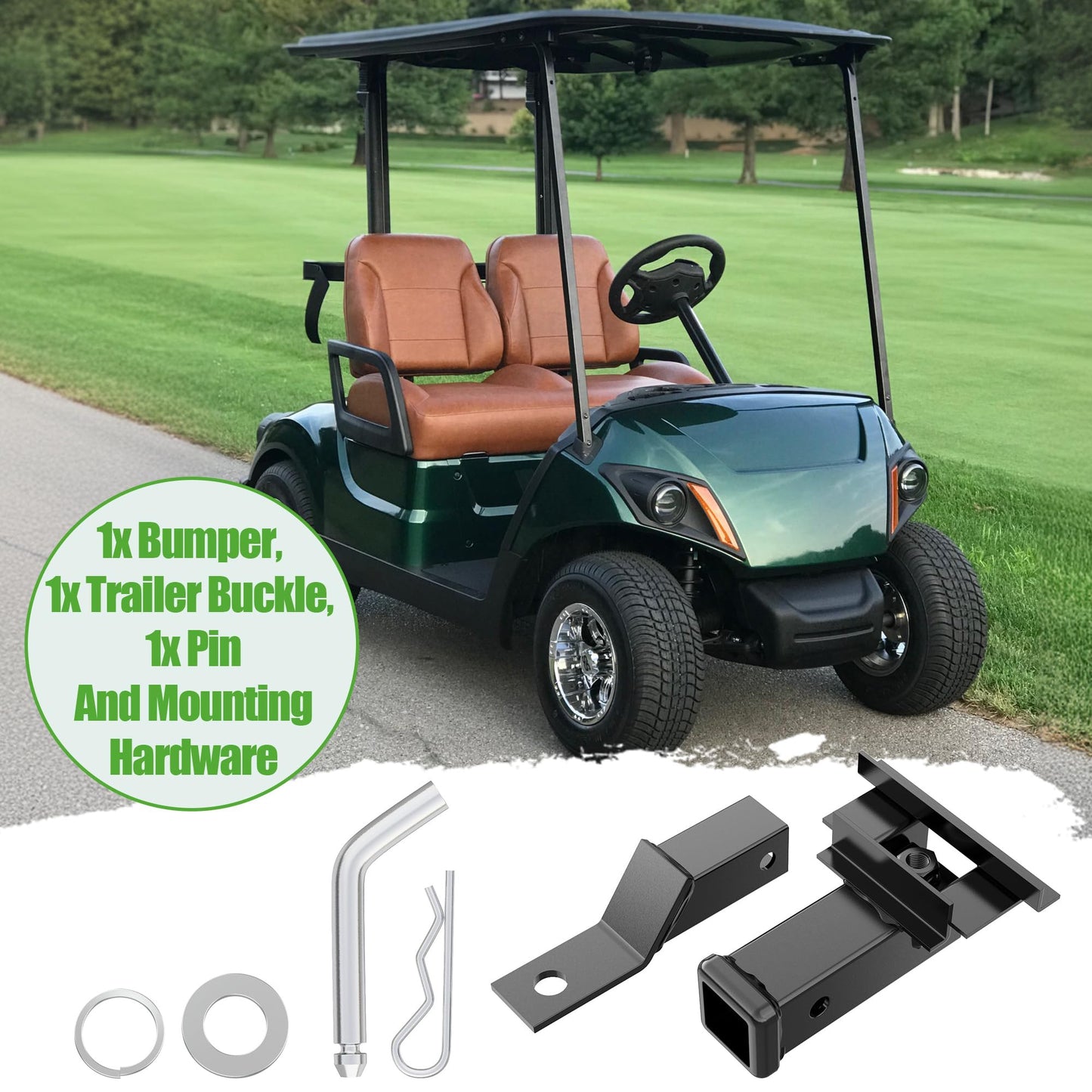 10L0L Golf Cart Bumper Hitch for Yamaha Drive2 2017-up Heavy Duty Steel Trailer Hitch Receiver for 2" Ball Mount Powder Coated Rear Bumper Accessory