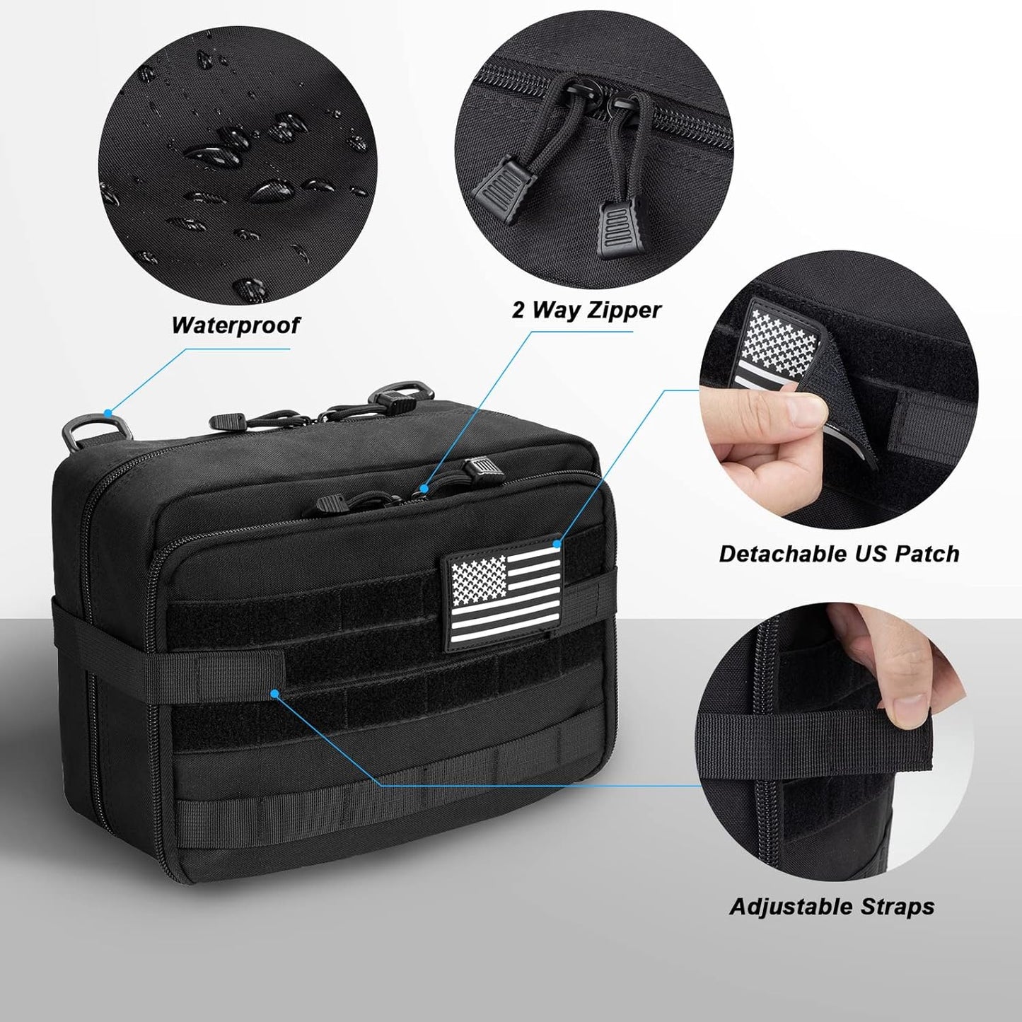 Tactical Molle Pouch - Large Utility Tool Organizer with Expandable Design | Includes Medical Pocket & U.S.A Patch