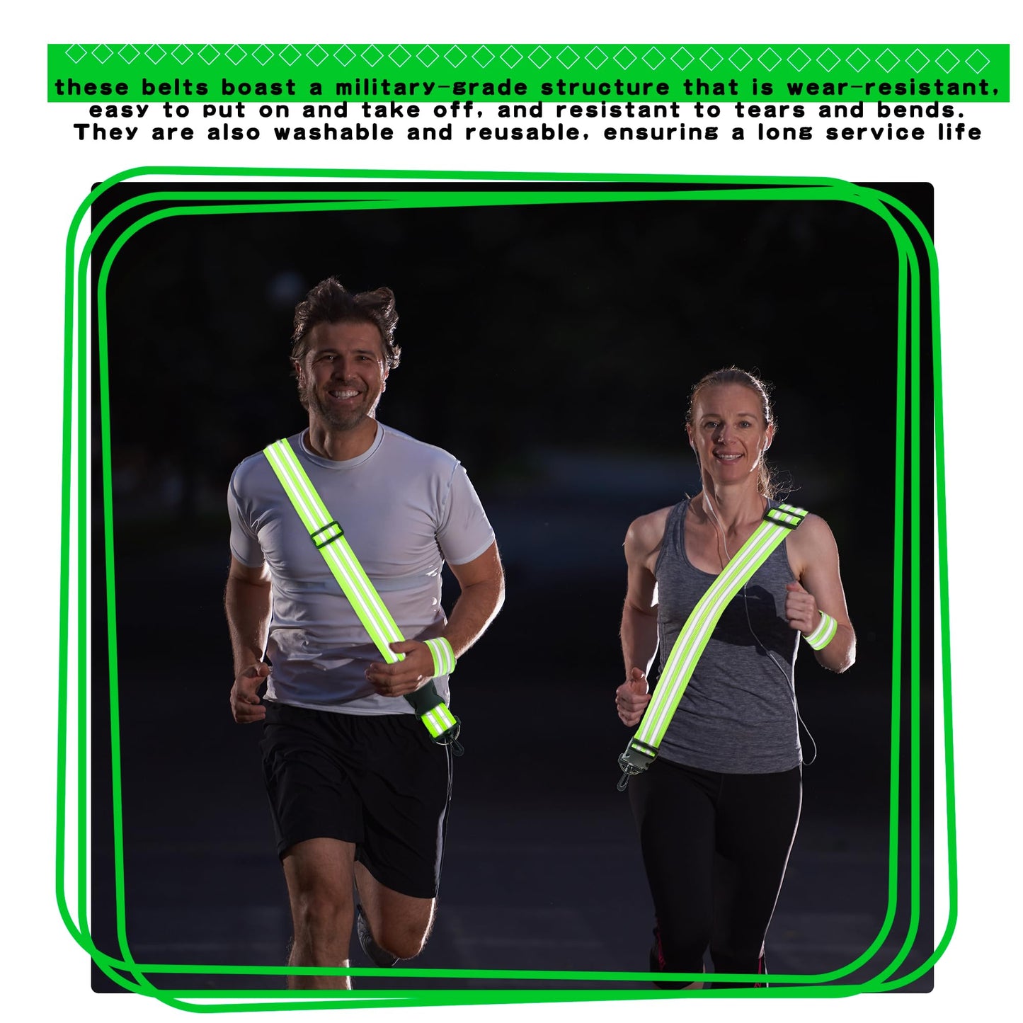 Hoarost 12 Pack High Visibility Reflective Running Gear Includes 4 Pcs Adjustable Reflective Sash and 4 Pcs Reflective Wristbands for Running Walking Biking at Night