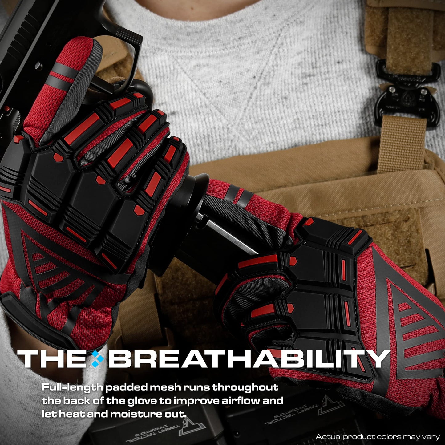 Glove Station - Impulse Guard Tactical Gloves for Men - Touch Screen Gloves Working Gloves Ideal for Sports & Outdoors, Motorcycle and Hunting - Red, Small