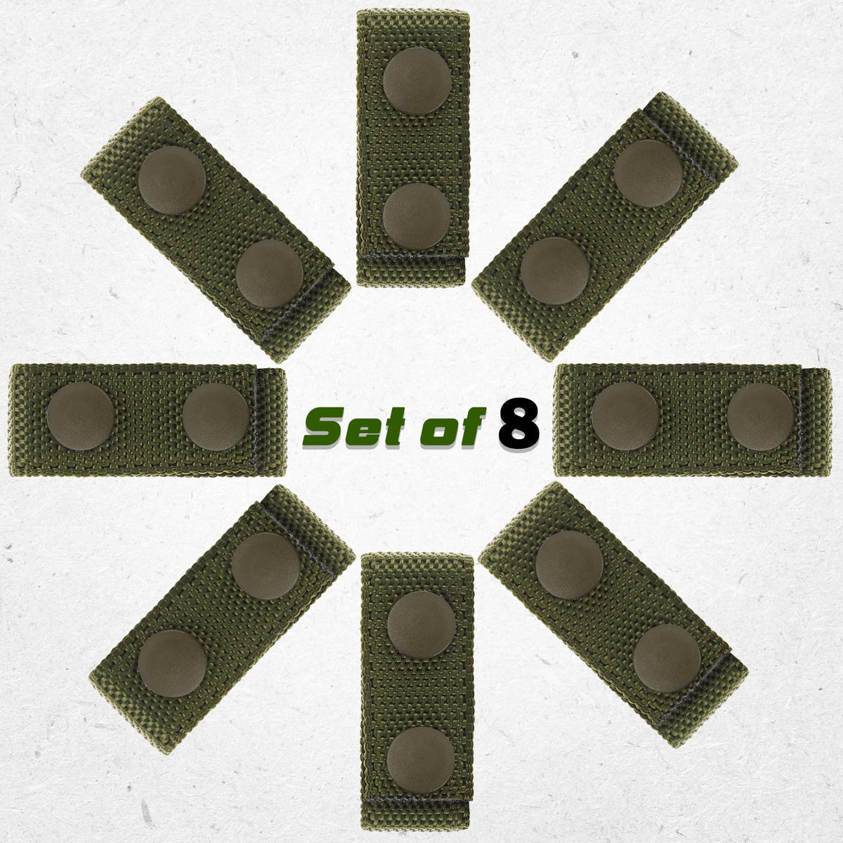 WILLBOND 8 Pcs Belt Keepers for Duty Belt 2-1/4 Wide with Double Snaps Nylon Tactical Loop Keeper Holder for Police Officer Fixing Security Military Equipment Accessories(Army Green)