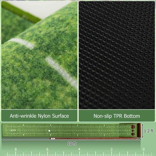 GYMAX Putting Mat, Golf Putting Green Indoor with 2/3 Hole, Golf Practice Mat with Auto Ball Return, Golf Training Aid Putter Alignment for Home Office, Golf Accessories Gift (Auto Return, 3 Holes)