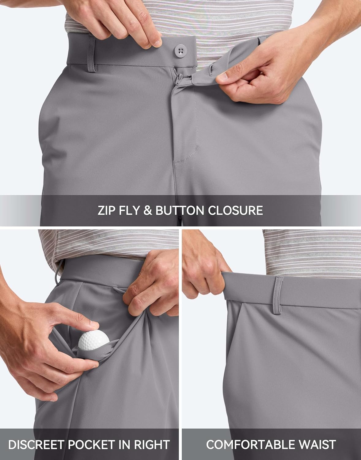Men's Golf Pants - Comfy Stretch Dress Pants for Work & Casual Wear | Lightweight Quick-Dry Trousers with Pockets - Sizes 30/32/34