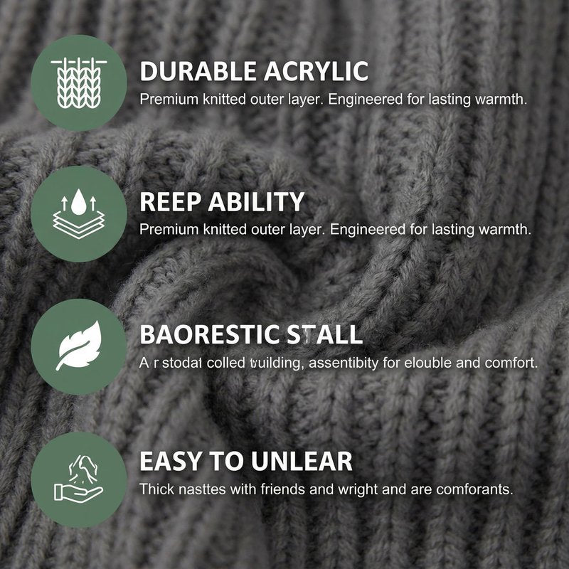 2026 New 3 in 1 Beanie Balaclava for Women, Fleece Lined Winter Hat with Scarf and Ski Mask, Windproof Knit Set (Cream)