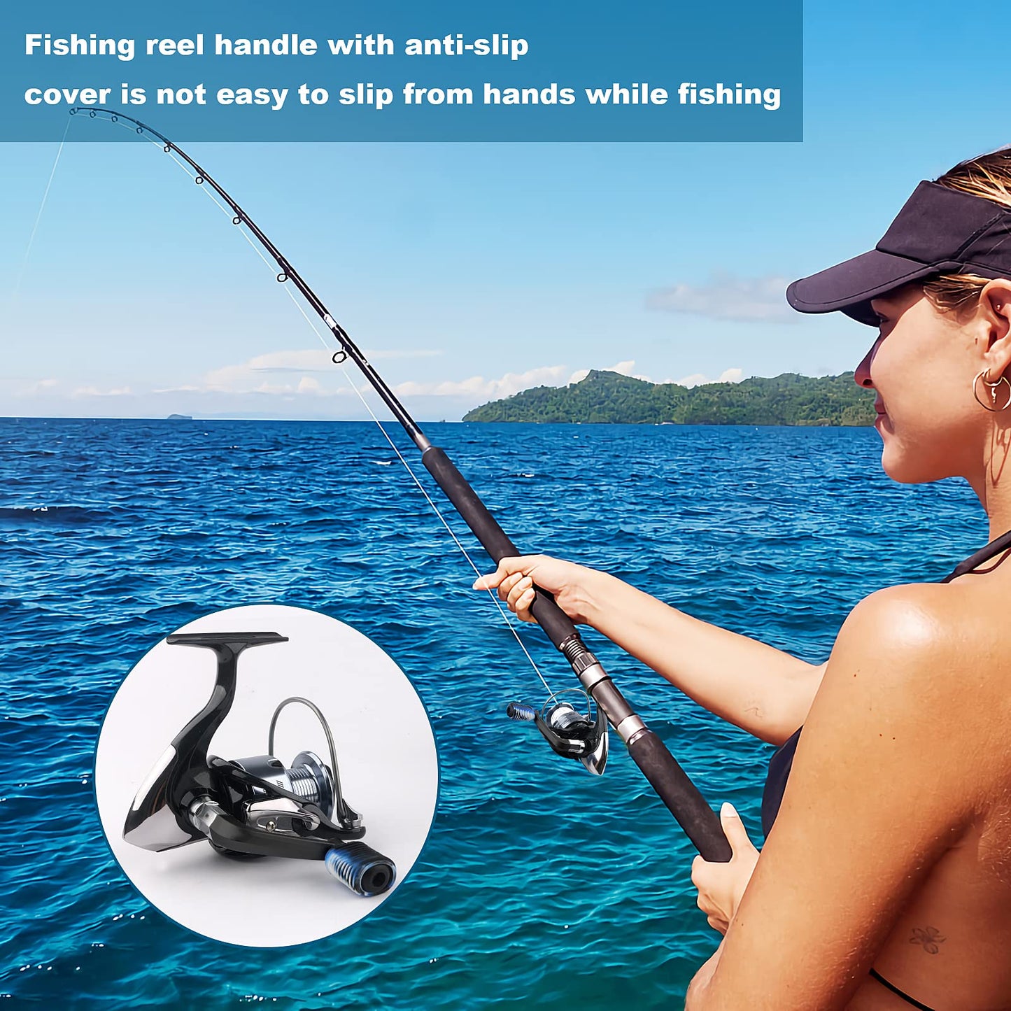 Fishing Reel Replacement Handle with Anti-Slip Knob Covers