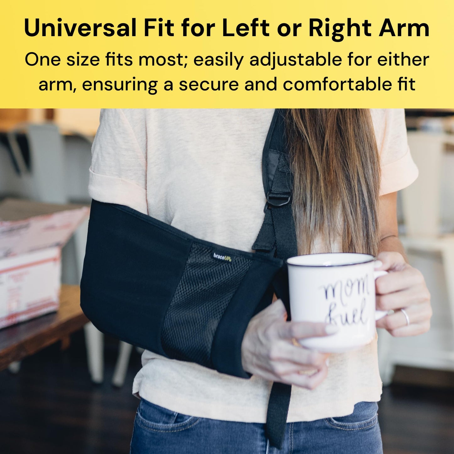 BraceUP Arm Sling for Shoulder Injury for Women and Men - Rotator Cuff Torn, Wrist and Elbow Surgery with Adjustable Padded Arm Support Strap