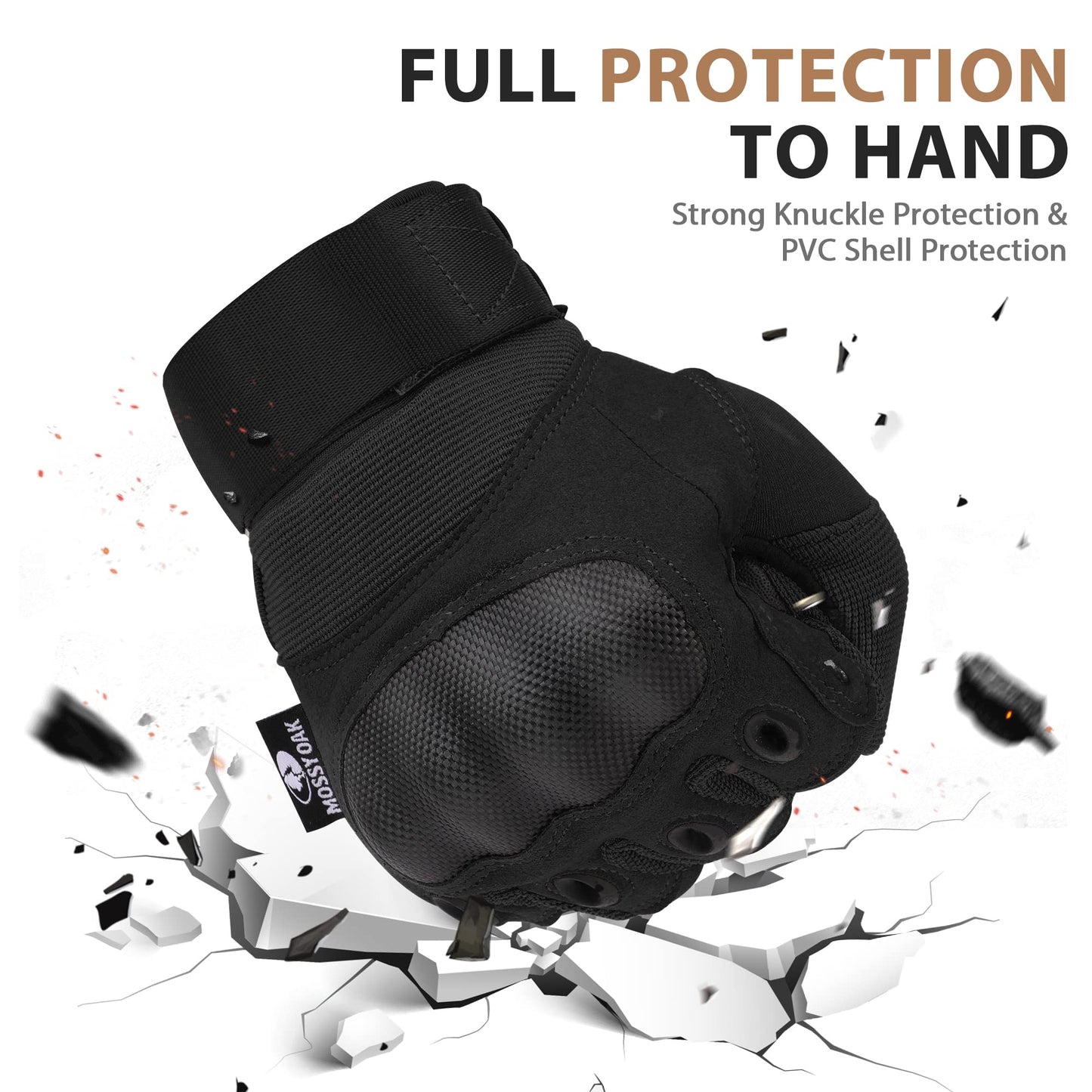 Mossy Oak Tactical Gloves for Men and Women, Touchscreen Gloves with Hard Knuckle for Hunting, Paintball, Hiking, Camping, Climbing, Cycling, Hunting Gear with Hard Shell & Palm Padding