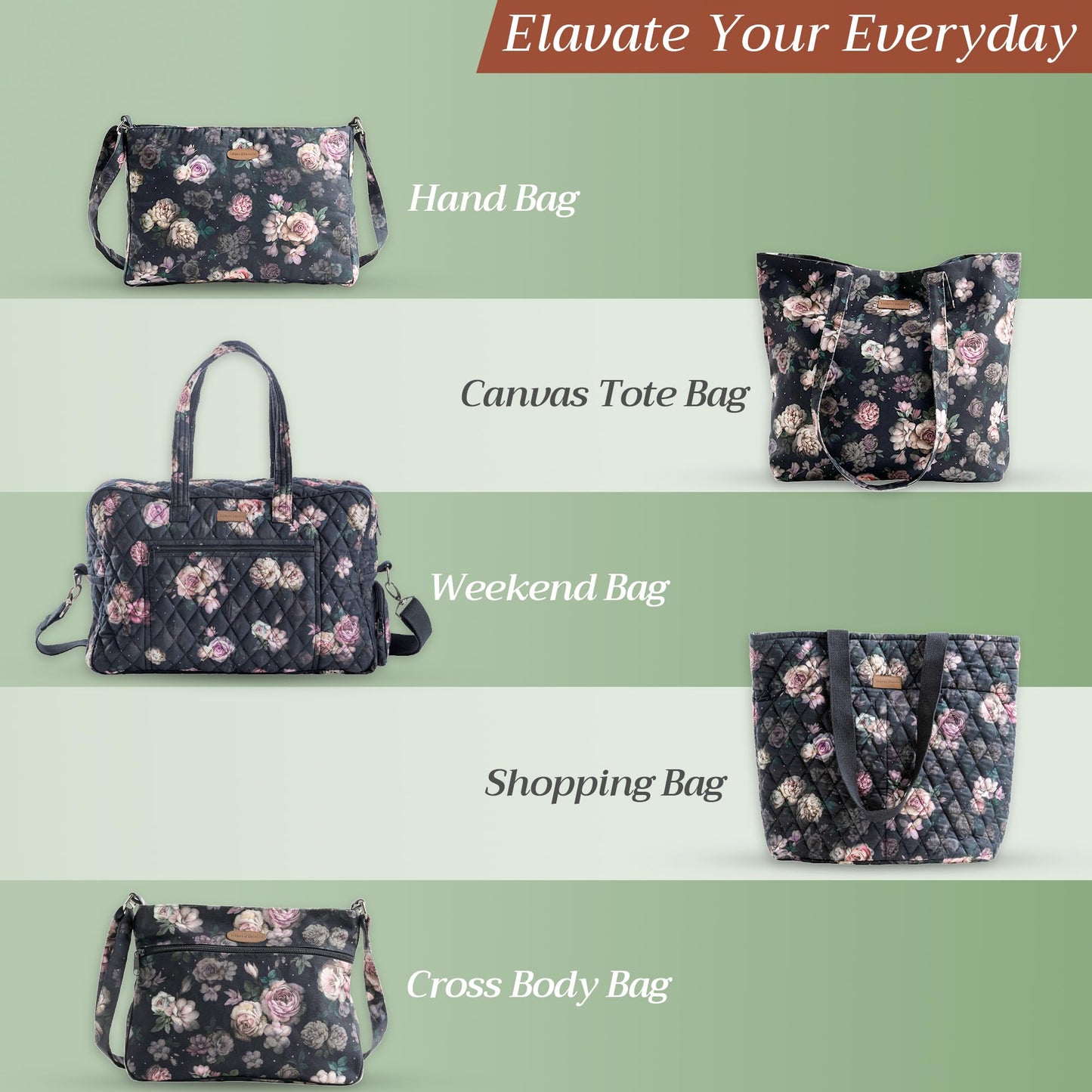 Maison d' Hermine Backpack for Women Men Cotton Shoulder Multipurpose Rucksack with Small Pouch Lightweight Multi Pocket Bag for Travel Work Beach Perfect for Spring Summer (Moody Florals)