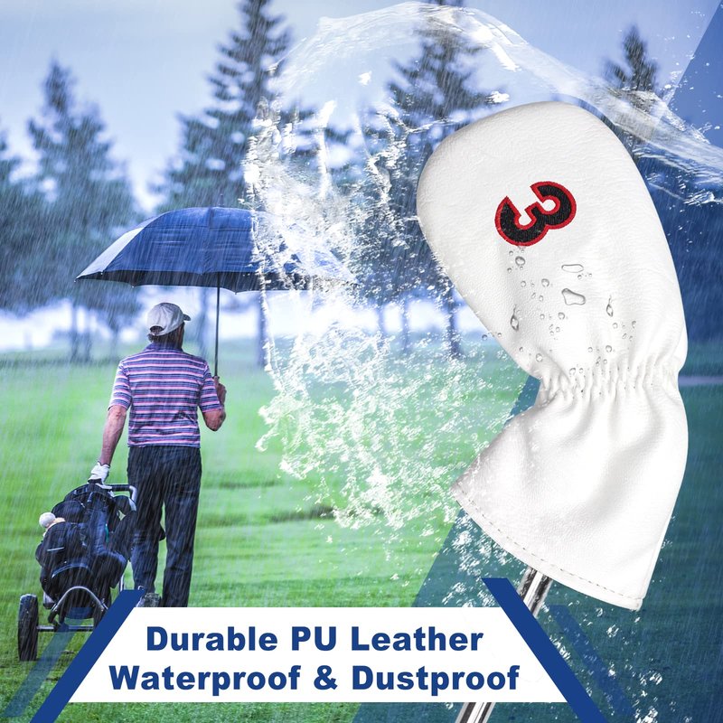 BIG TEETH White 10Pcs Golf Iron Covers Set, Golf Club Iron Head Covers Fit Right and Left Handed Golfer