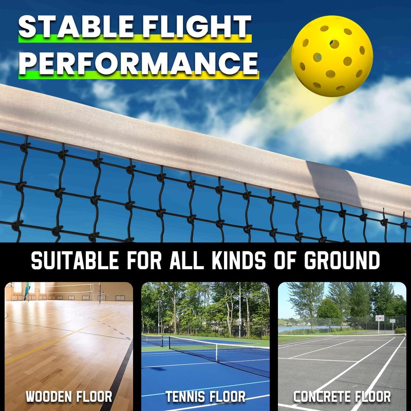 LUCYLANKER Outdoor Pickleball Balls for All Style Paddle & Court, 40 Holes with Mesh Bag & 2 Ball Retrievers, Durable High Visibility USAPA Approved Premium Practice Flight Resistant (Yellow, 12 Pack)