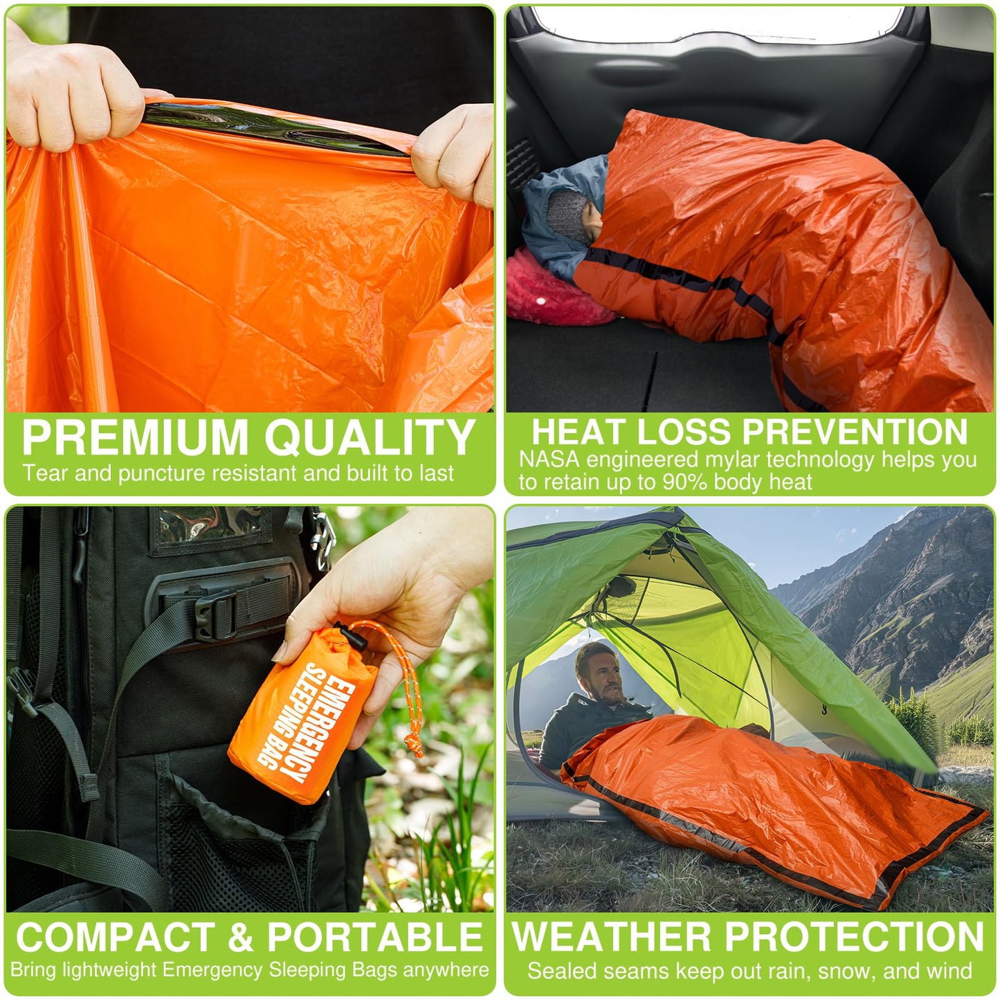 Emergency Sleeping Bag x3, Life Bivy Sack, Emergency Sleeping Bags for Survival Sleeping Bag, Tac Bivvy Bag, Portable Thermal Sleeping Bag, Emergency Blankets for Survival Bag, Sleep Survival Shelter