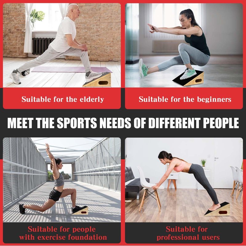 CAELUM Slant Board for Squats, Training Incline Board for Knees Over Toes, Wooden Non-Slip 25 Degree Incline Durable Board for Calf Stretch, Weightlifting, Fitness, 1000 Lbs Weight Capacity
