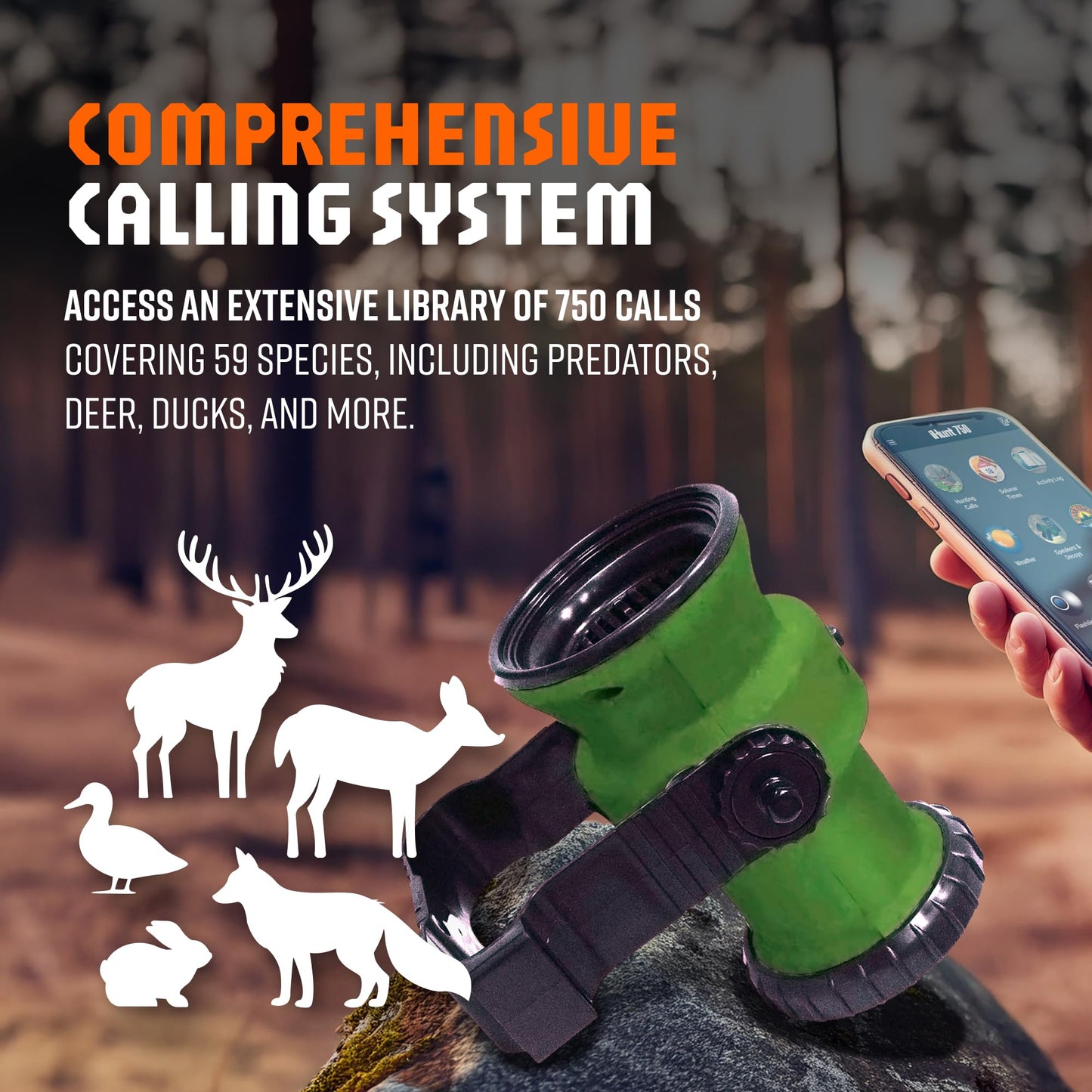 iHunt Ultimate Electronic Game Call and Bluetooth Speaker Combo, EDIHGC, Free App with 750 Animal Calls, 59 Species, Rugged and Portable.