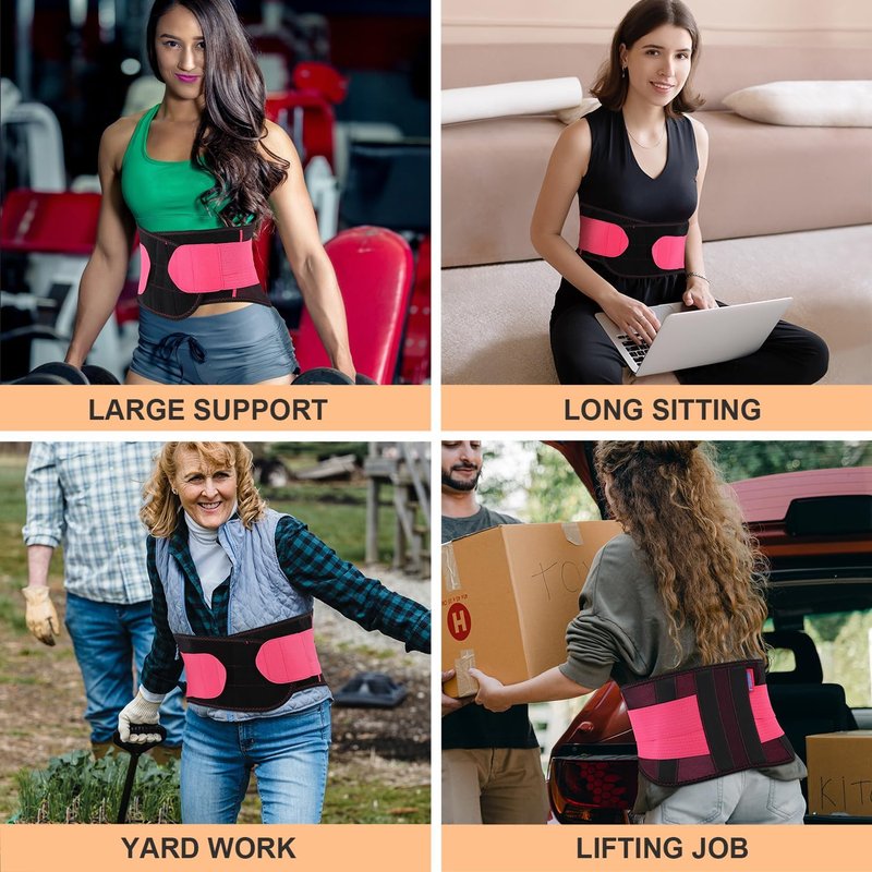 2.0 Version Lower Back Brace for Pain Relief, Back Brace for women Lifting at Work, Back Brace for Herniated Disc and Sciatica, Back Support Belt for Women (Red,S/M Fits 26"-32"Belly Waist)