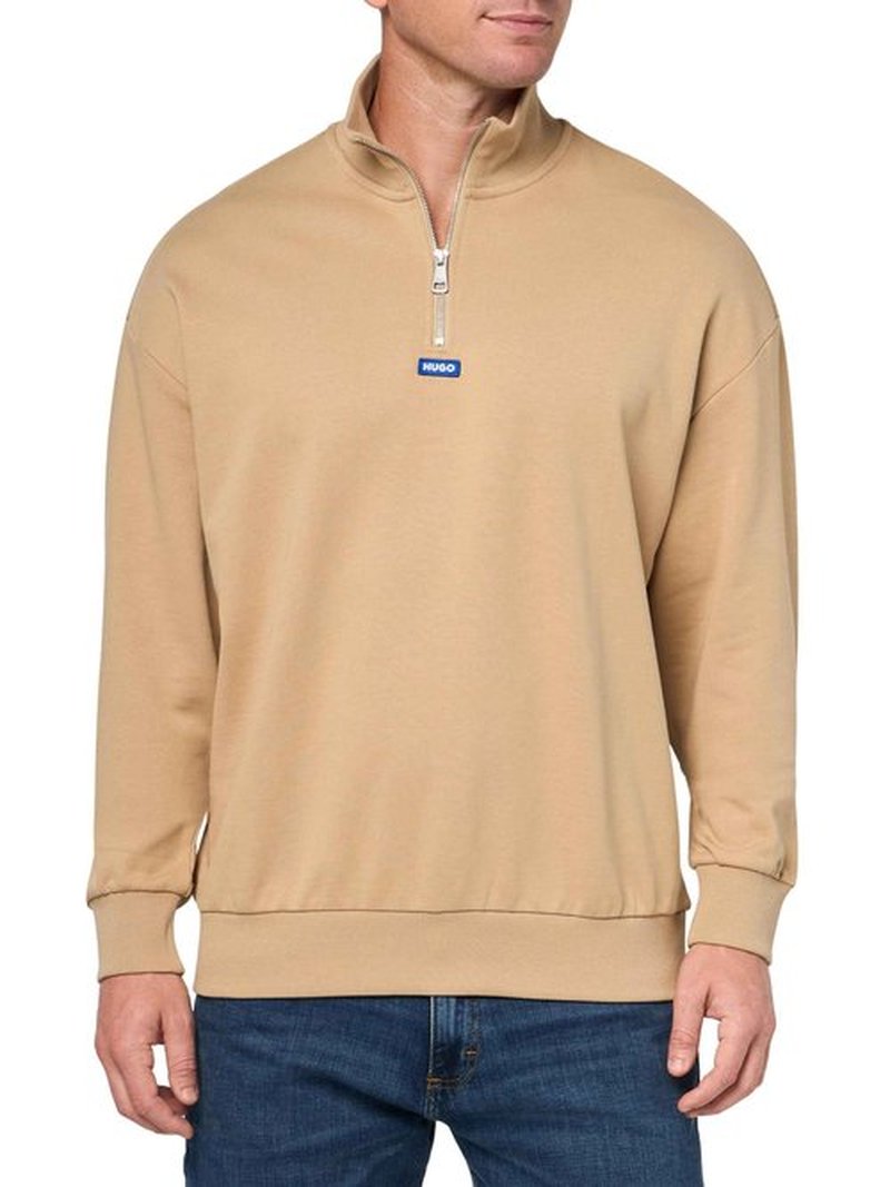HUGO Twill French Terry Quarter Zip Sweatshirt, dunes, L