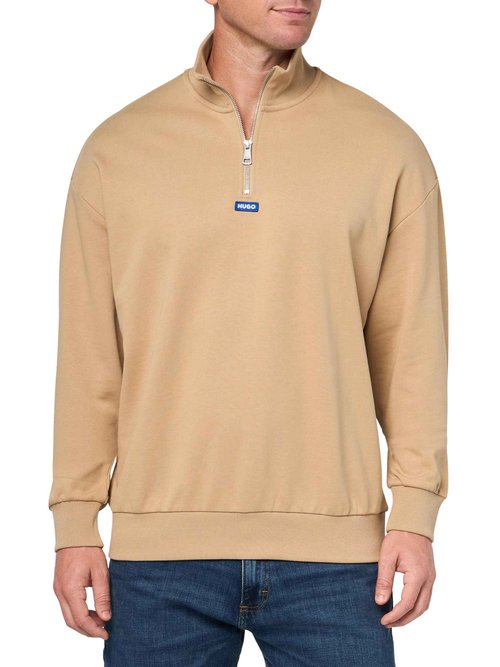 HUGO Twill French Terry Quarter Zip Sweatshirt, dunes, S