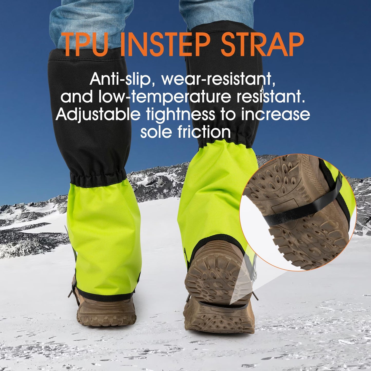 Waterproof Leg Gaiters for Men and Women Adjustable Snow Boot Gaiters for Hiking in Hunting Sand and Mud Mountain Climbing or Snowshoeing (Green M)