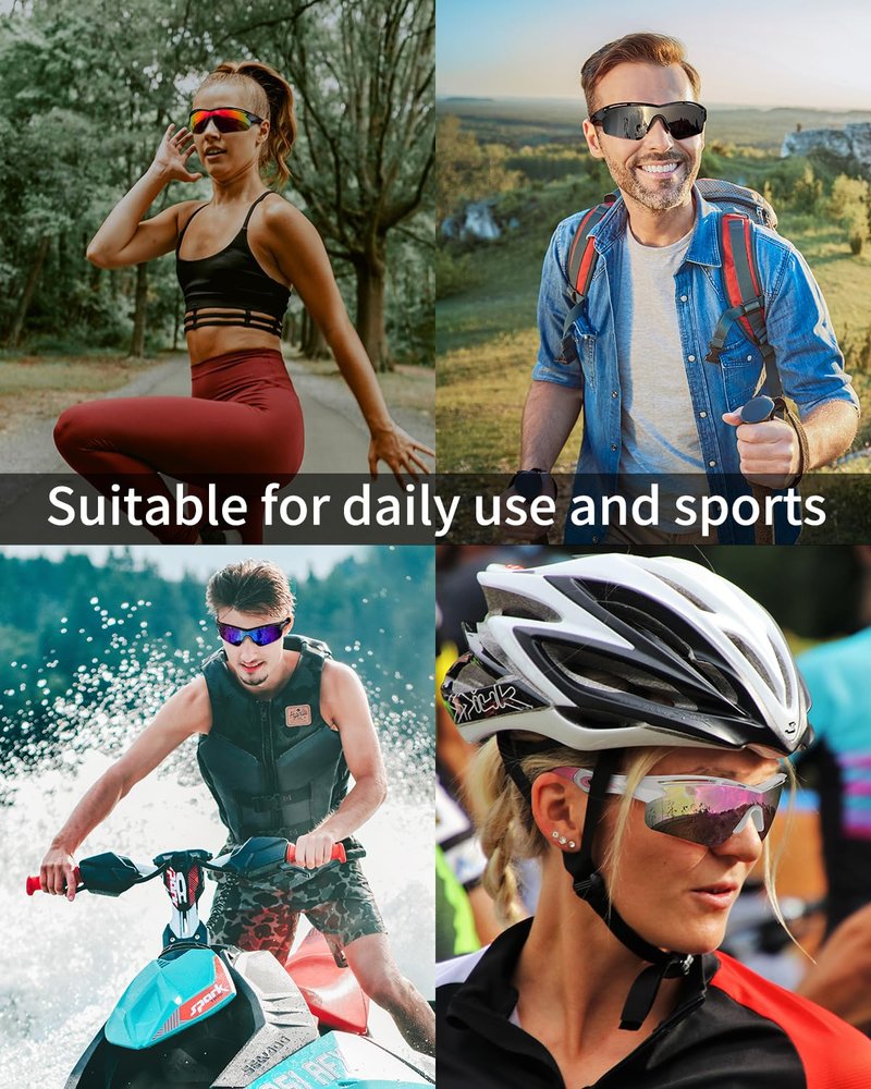 Rosemal Sports Sunglasses Polarized Cycling Sunglasses Running Driving Fishing Hiking for Men Women UV400 TAC TR90