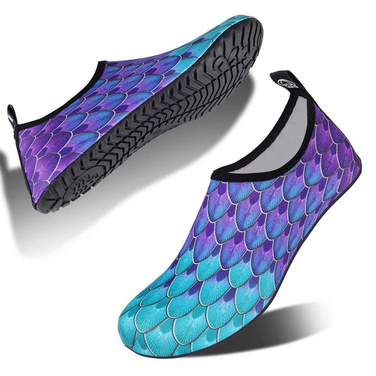 Water-Shoes-Swim-Shoes Quick-Dry Barefoot Aqua-Socks-Beach-Shoes for Pool Yoga Surf for Women-Men(Fish-Scale/blue-green-38/39)