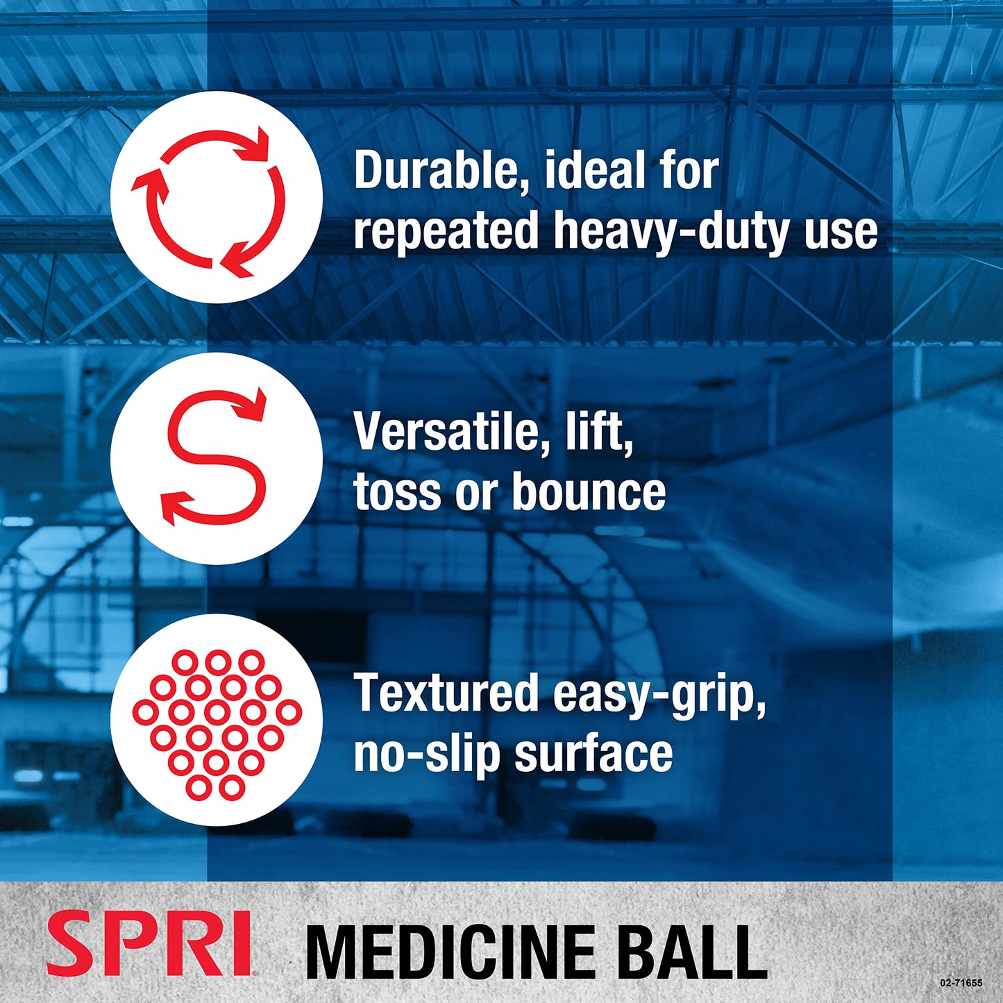 SPRI Xerball Medicine Ball Thick Walled Durable Construction with Textured Surface, Blue, 12-Pound