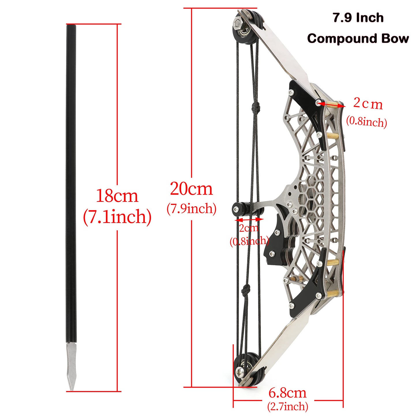 ZSHJGJR 6"/7.4"/7.9"/8.6"/8.8"/9.5" Mini Archery Bow Set Mini Compound Bow Mini Hunting Bow Right/Left Handed for Hunting Shooting Practice Archery Entertainment Fun (7.9" Bow)