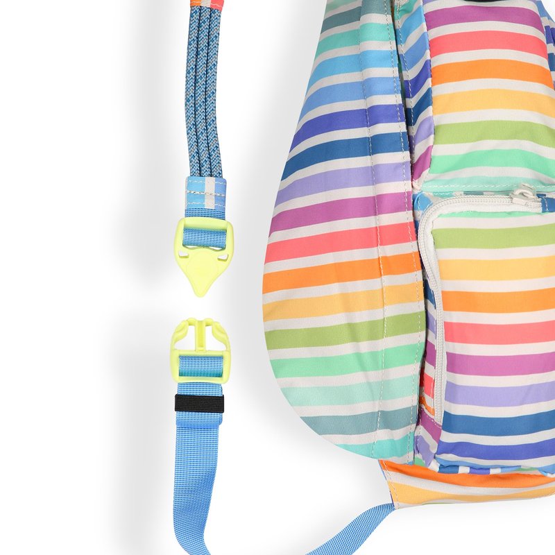 KAVU Mini Slingback Pack with Adjustable Rope Shoulder Strap, Rainbow Stripe