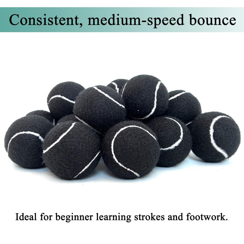 HPWFHPLF Tennis Balls, 15 Pack Practice Tennis Ball for Beginners, Training Playing Tennis Balls for Dogs, Come with Mesh Carry Bag (Black)